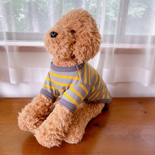 犬服 マスタードイエロー×グレー ボーダーTシャツ ペット服