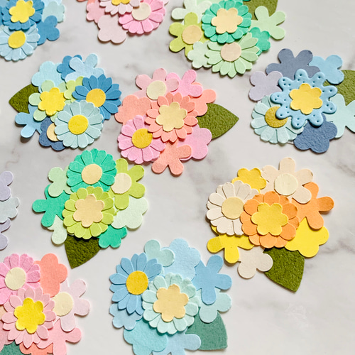 クラフトパンチ 花 花束 カラフル 12枚入 入学・卒業・アルバム