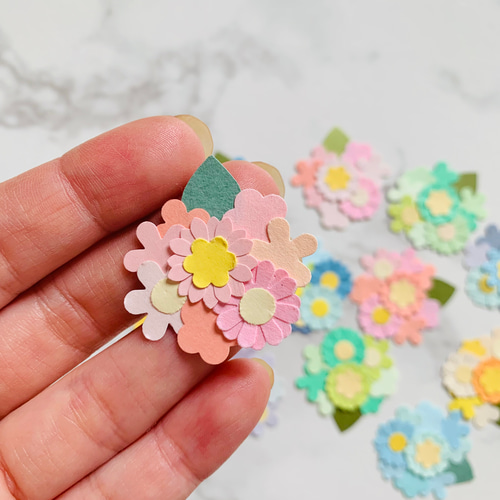 クラフトパンチ 花 花束 カラフル 12枚入 入学・卒業・アルバム