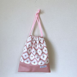 【受注製作】《入園入学グッズ》給食袋、ランチョンマットセット（ピンク連続お花） 7枚目の画像