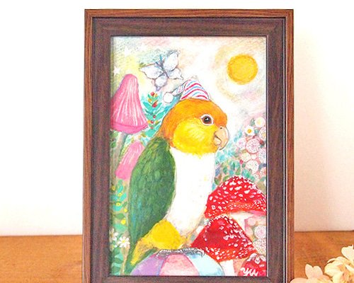 シロハラインコの石絵ストーンアート シロハラインコの石絵ストーンアート