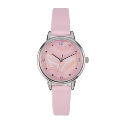 粉紅色瑪瑙紋路手錶 女裝手錶 全球免運 第1張的照片