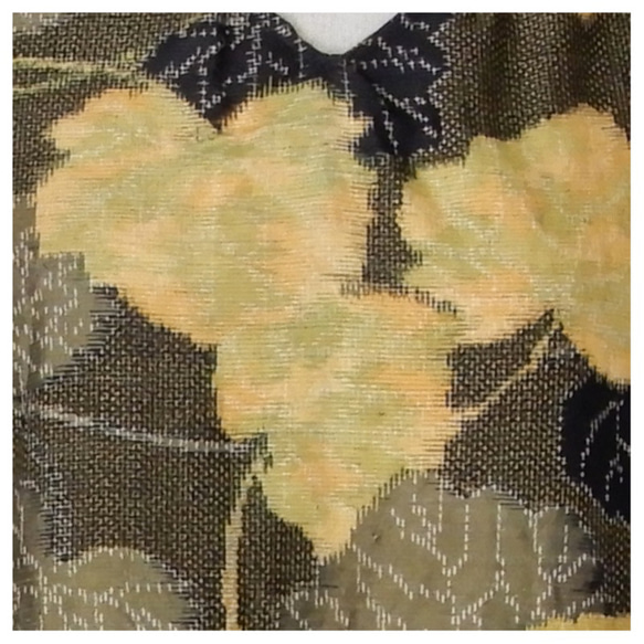 着物リメイク　芙蓉の葉　紬のワンピース/Aライン　バルーン   フリーサイズ 2枚目の画像