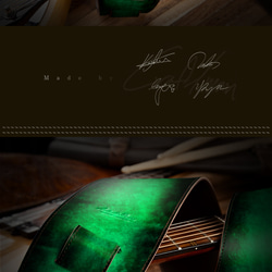 ギターストラップ ベースストラップ グリーン お好みの絵、フレーズ刻印可能 カスタマイズギターストラップ 3枚目の画像