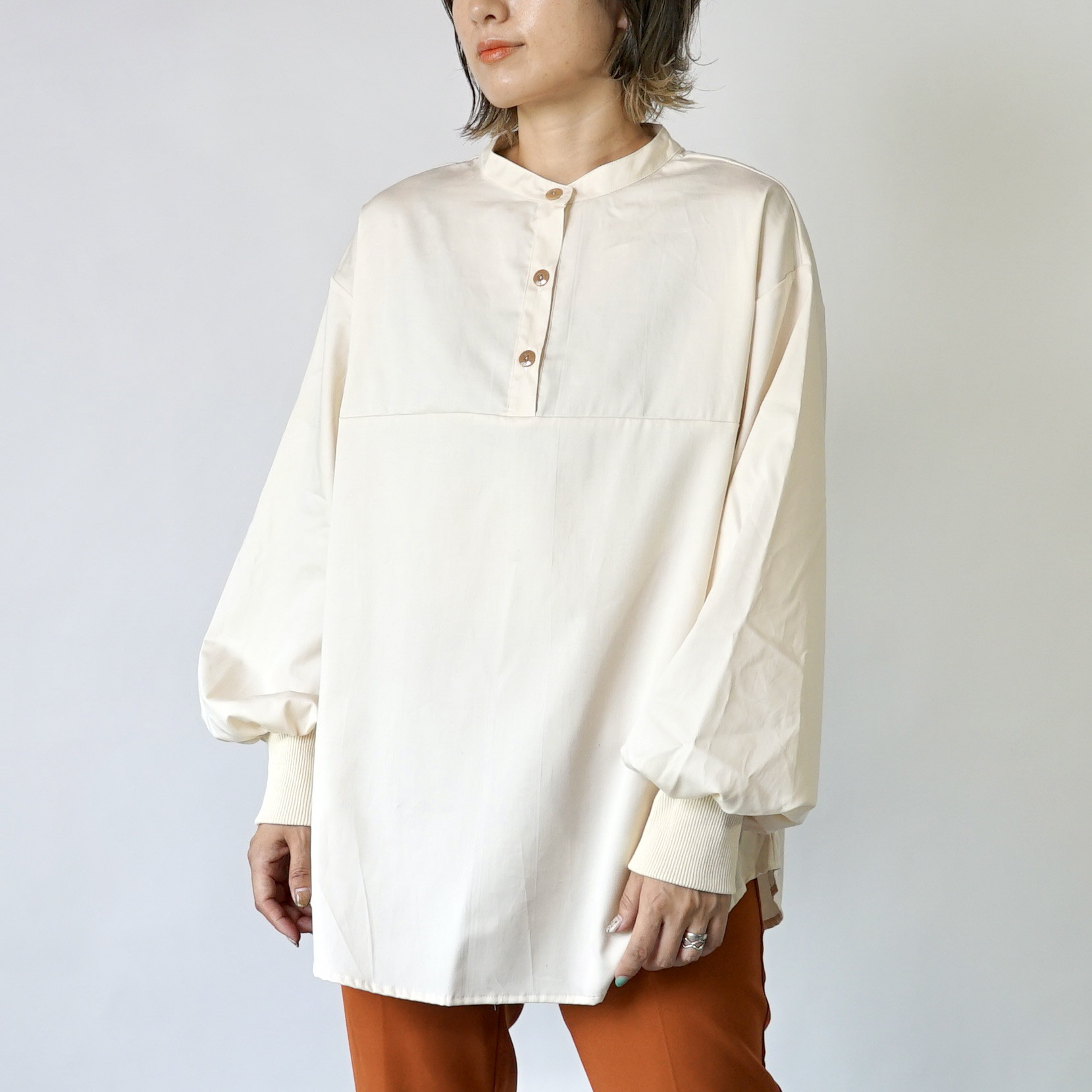 プルオーバーシャツ/生成り/三河織物