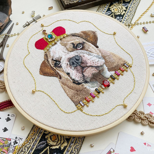 HOOP 刺繍枠 北欧風ボタニカル and リボン刺繍 インテリアに