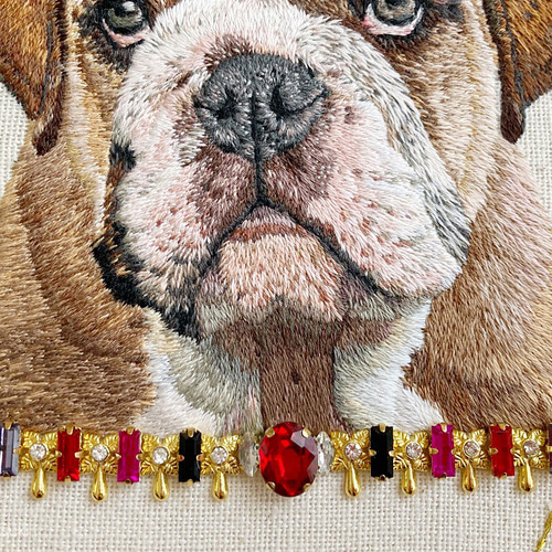 高貴なお犬様刺繍壁飾り1 タペストリー・壁掛け ななつき刺繍