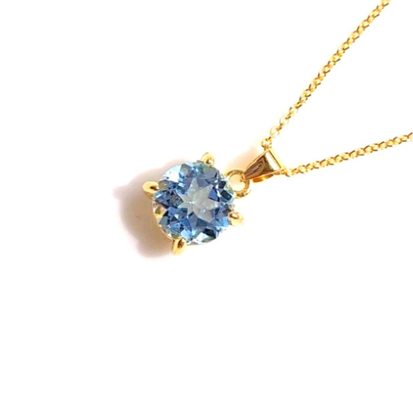 再販】スカイブルートパーズ ネックレス◇大粒8mm約2カラット