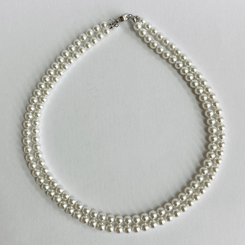 貝ベビーパール3連ネックレス/3mm約43/45.5/48cm/ホワイト