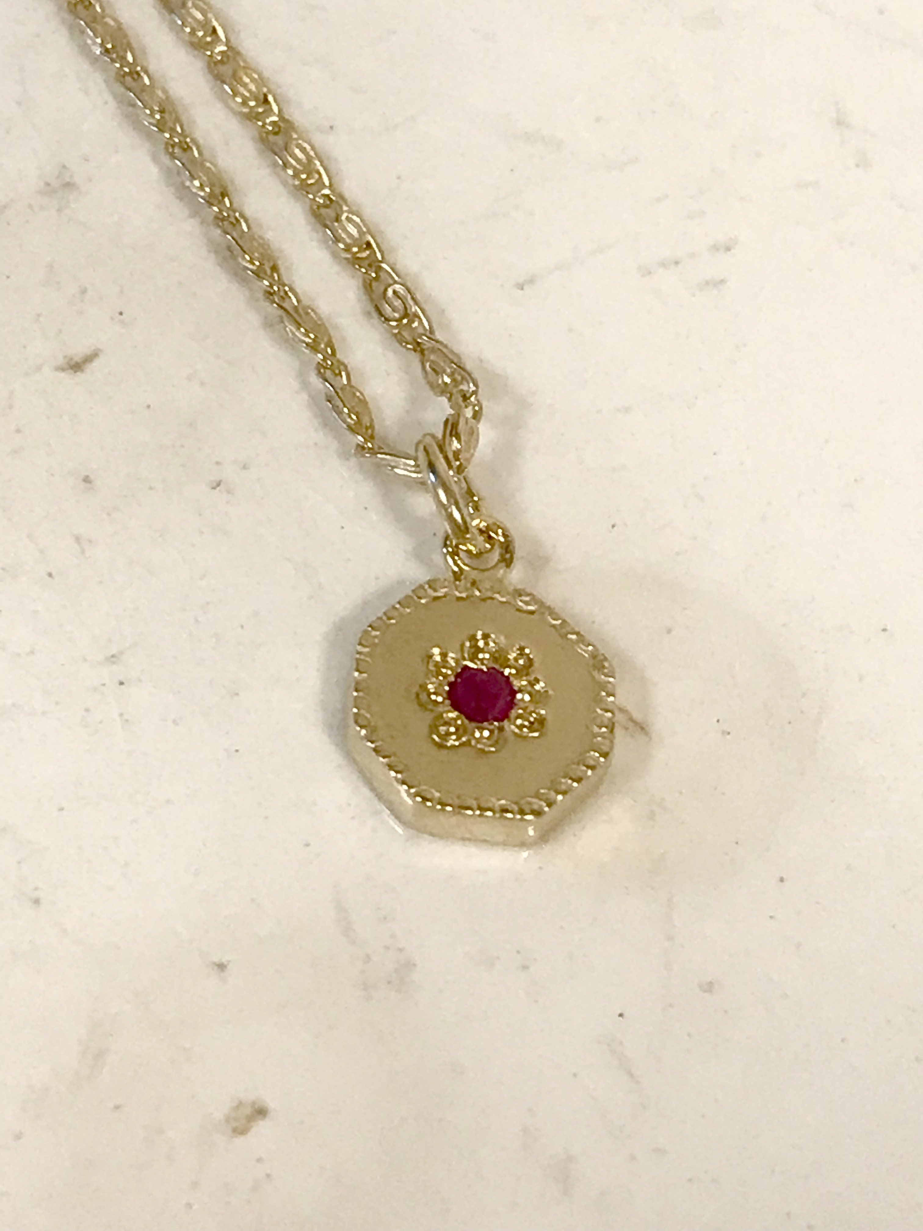 OCTAGON＊RUBY＊プチペンダント＊SV925＊ルビー＊K18ゴールドプレーティング