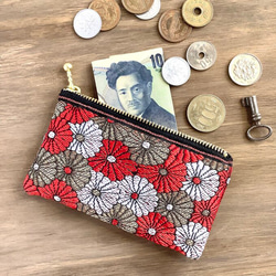 畳縁　菊花　硬幣錢包　名片夾　日式　雛菊　金色　紅色的　白色的 第1張的照片