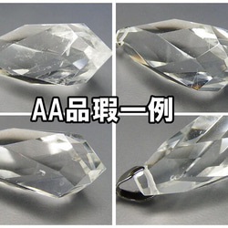 AA天然水晶 オリジナル しずく カット ペンダント 天然石 ステンレス ネックレス 2枚目の画像