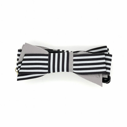 大人可愛いリボン半月アーチクリップ☆ファブリックチェック×モノトーン×ビジュー 大人可愛いリボン半月アーチクリップ☆ファブリックチェック