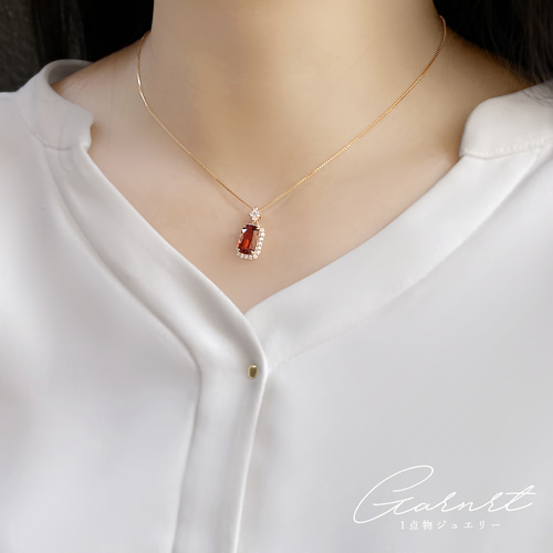 ゴールド 赤い石 ネックレス 1品物】美しい赤 天然石 スペサルタイト ガーネット K18 ピンク