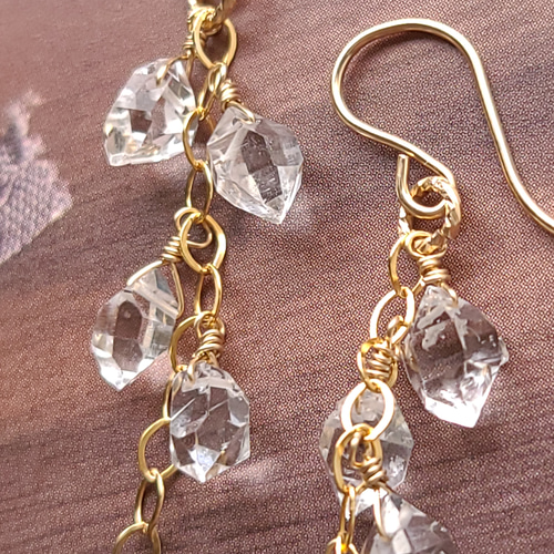 14kgfトロレアイトハート・ハーキマーダイヤモンドピアス/イヤリング 14kgfトロレアイトハート・ハーキマーダイヤモンドピアス/イヤリング