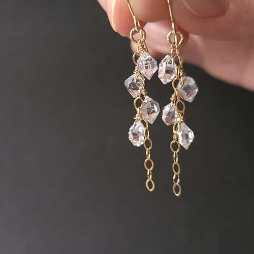 14kgfトロレアイトハート・ハーキマーダイヤモンドピアス/イヤリング 14kgfトロレアイトハート・ハーキマーダイヤモンドピアス/イヤリング