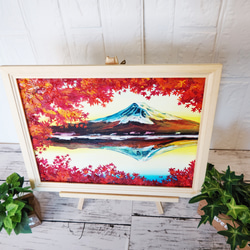油絵 絵画 【紅葉の富士山】 5枚目の画像