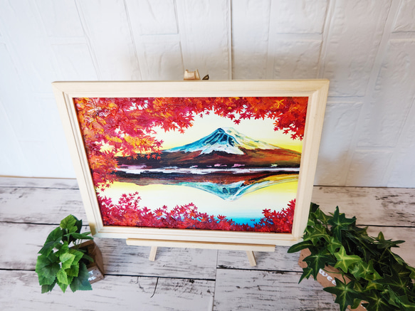 油絵 絵画 【紅葉の富士山】 5枚目の画像