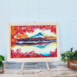 油絵 絵画 【紅葉の富士山】 4枚目の画像