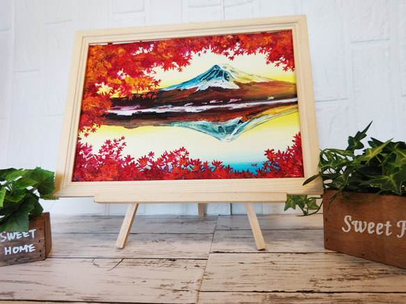 油絵 絵画 【紅葉の富士山】 6枚目の画像