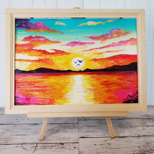 新品 大人気商品  油絵 14668187｜Creema 通販 HR 絵画 【夕日のカモメ】 絵画 絵画