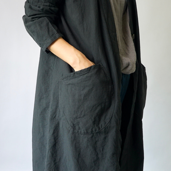 棉質外罩禮服/黑色/三河紡織 第5張的照片