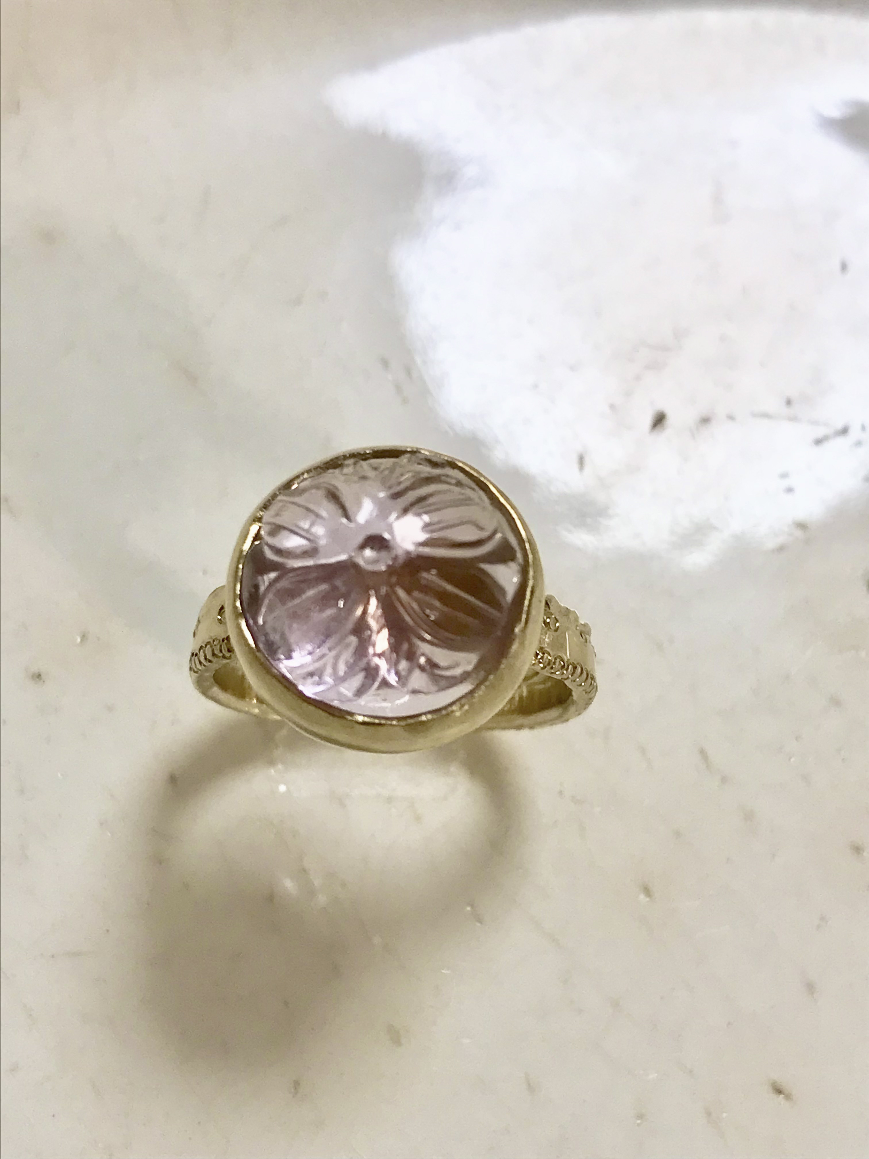 アメトリン＊カービングカボションRG＊SV925＊K18ゴールドプレーティング