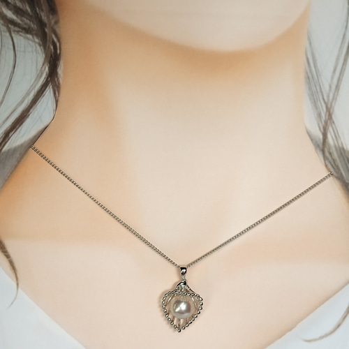 SV925】花籠デザインペンダントネックレス［あこや真珠8.7mm