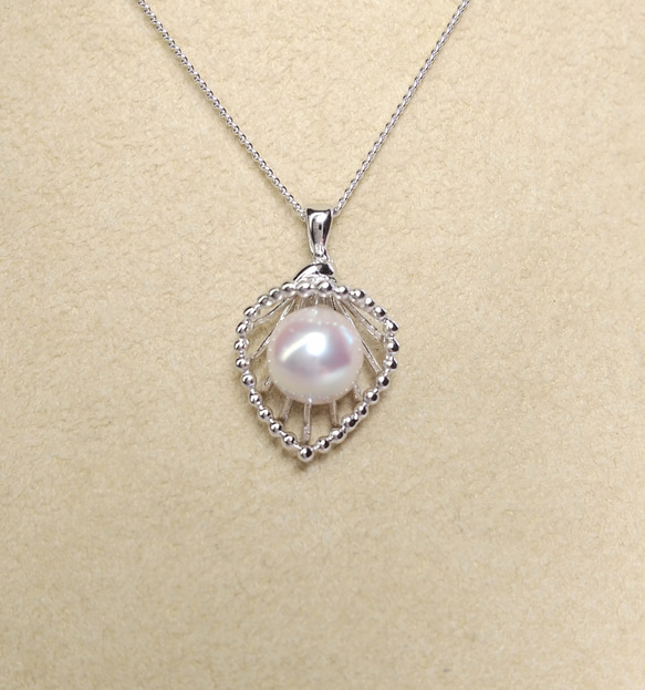 アコヤ真珠 silver ネックレス SV925】花籠デザインペンダントネックレス［あこや真珠8.7mm