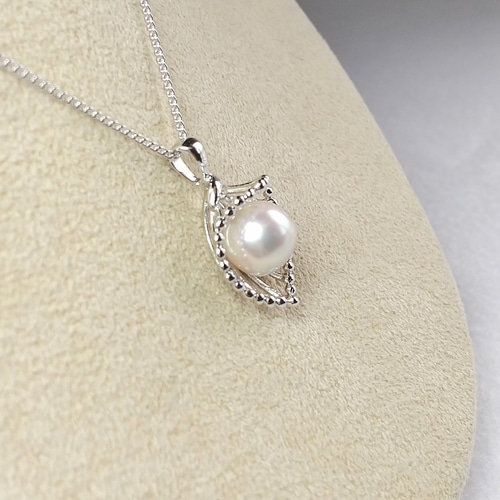 SV925】花籠デザインペンダントネックレス［あこや真珠8.7mm