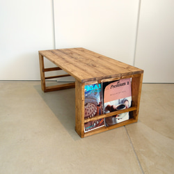 マガジンラック付き　カフェテーブル (90x45cm) 1枚目の画像