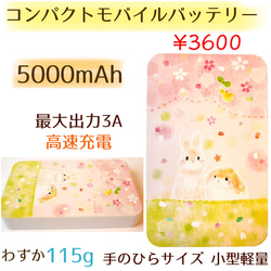 モバイルバッテリーうさぎ⭐︎ワイヤレスorコンパクト⭐︎送料無料 12枚目の画像