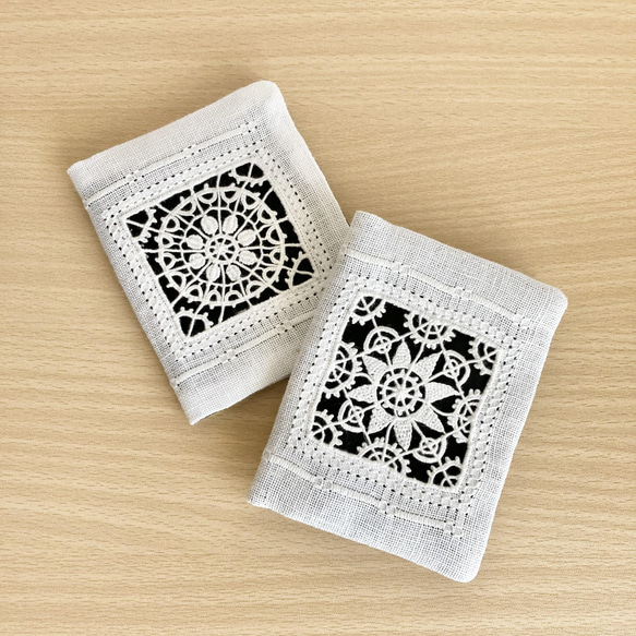 B05. 白糸刺繍 ラスキンレース刺繍 の カードケース 【受注制作】 名刺