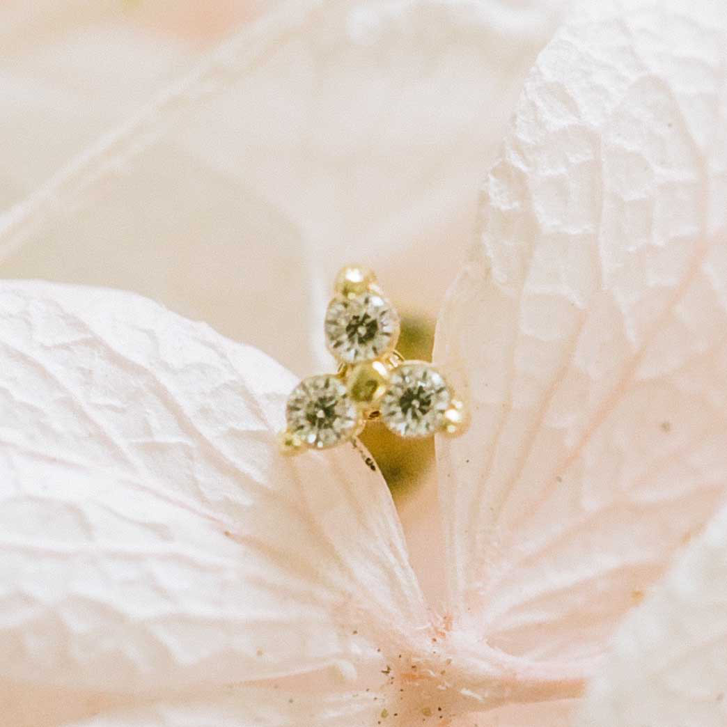 14K金 ゴールド 三角形  Cz ヘリックス 軟骨 アンチトラガス インナーコンク イヤリング ピアス ラブレット