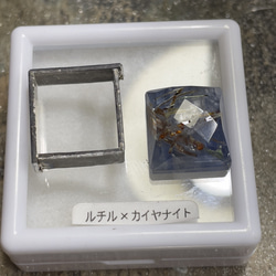 ルチルクォーツ × カイヤナイト　ダブレット SQ 立体カット シルバーSV925リング 7枚目の画像