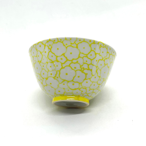 花詰め◆小ぶり茶碗～レモンイエロー　京焼 2枚目の画像