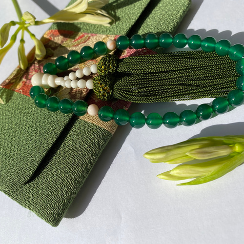 天然石】緑メノウの数珠 その他アクセサリー 宝石珊瑚製造直売 米沢