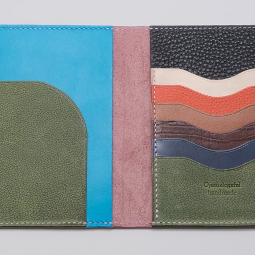 一点物】本革 パスポート・お薬手帳・通帳ケースst 薄紫＆カラフル  