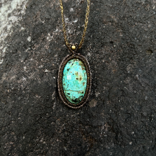 アフリカン ターコイズ African turquoise macrame necklace