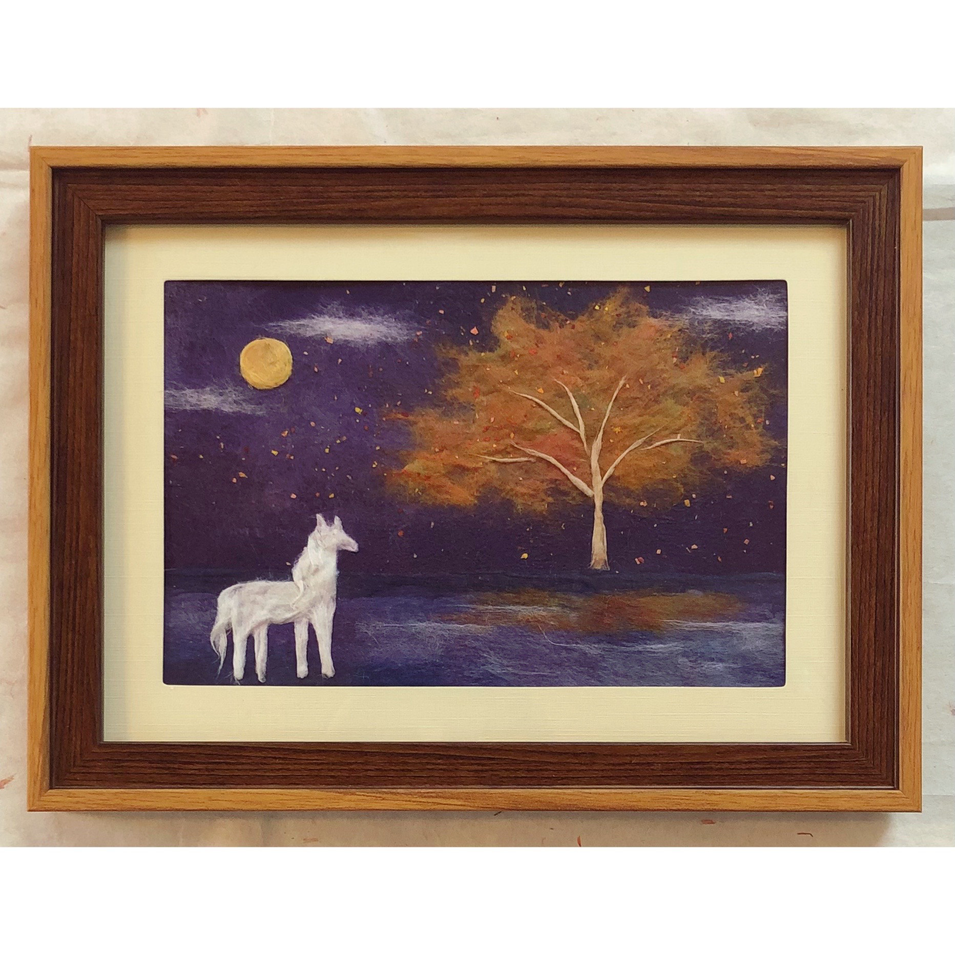 和紙ちぎり絵原画『からすうりと杉の葉』P10号横(530×410mm) 和紙ちぎり絵原画『からすうりと杉の葉』P10号横(530×410mm)