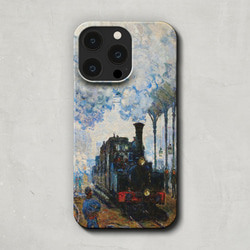 スマホケース / クロード モネ「サンラザール駅 の 列車 の 到着 (1877)」 iPhone 全機種対応 鉄道 絵 2枚目の画像