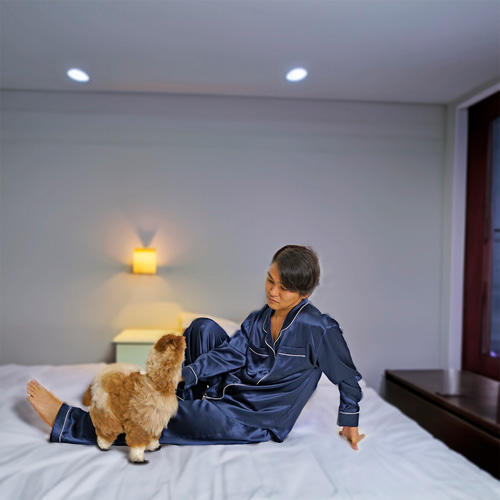 SALE】シルク100% ナイトウェア パジャマ 上下セット 19匁 ギフト 6A