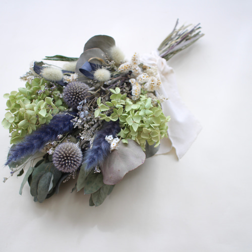ルリタマアザミとアナベルのスワッグ ドライフラワー amijus 通販