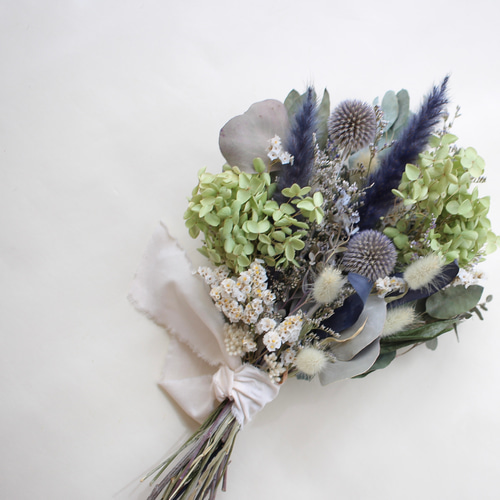 ルリタマアザミとアナベルのスワッグ ドライフラワー amijus 通販