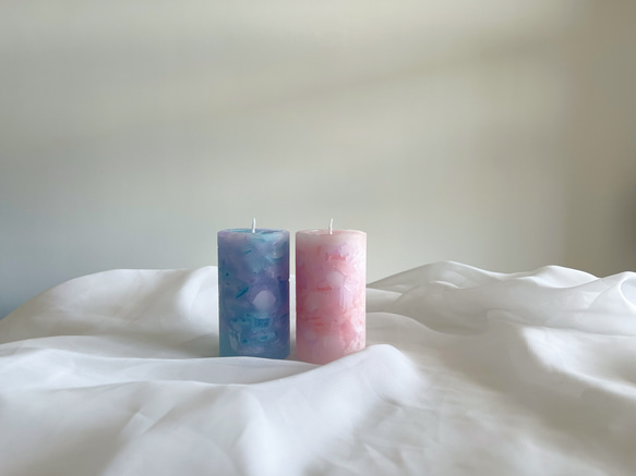 ajisai candle*紫陽花キャンドル*ナチュラルキャンドル*アロマキャンドル*キャンドル*2本セット* 1枚目の画像