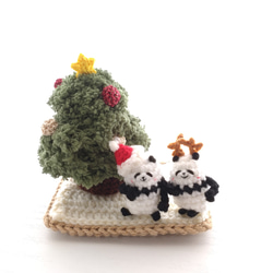 【受注制作】もこもこツリーとクリスマスパンダさん 1枚目の画像