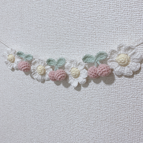 人気作家様ハンドメイド 布花ガーランド さくらんぼ アンティーク 美品 人気作家様ハンドメイド さくらんぼ 美品 布花ガーランド アンティーク