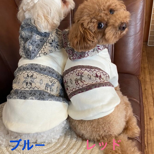 犬服！スノー柄ジャガードニット袖なし❄️全2色⭐︎XS.S.M.DXS.DS.DM 