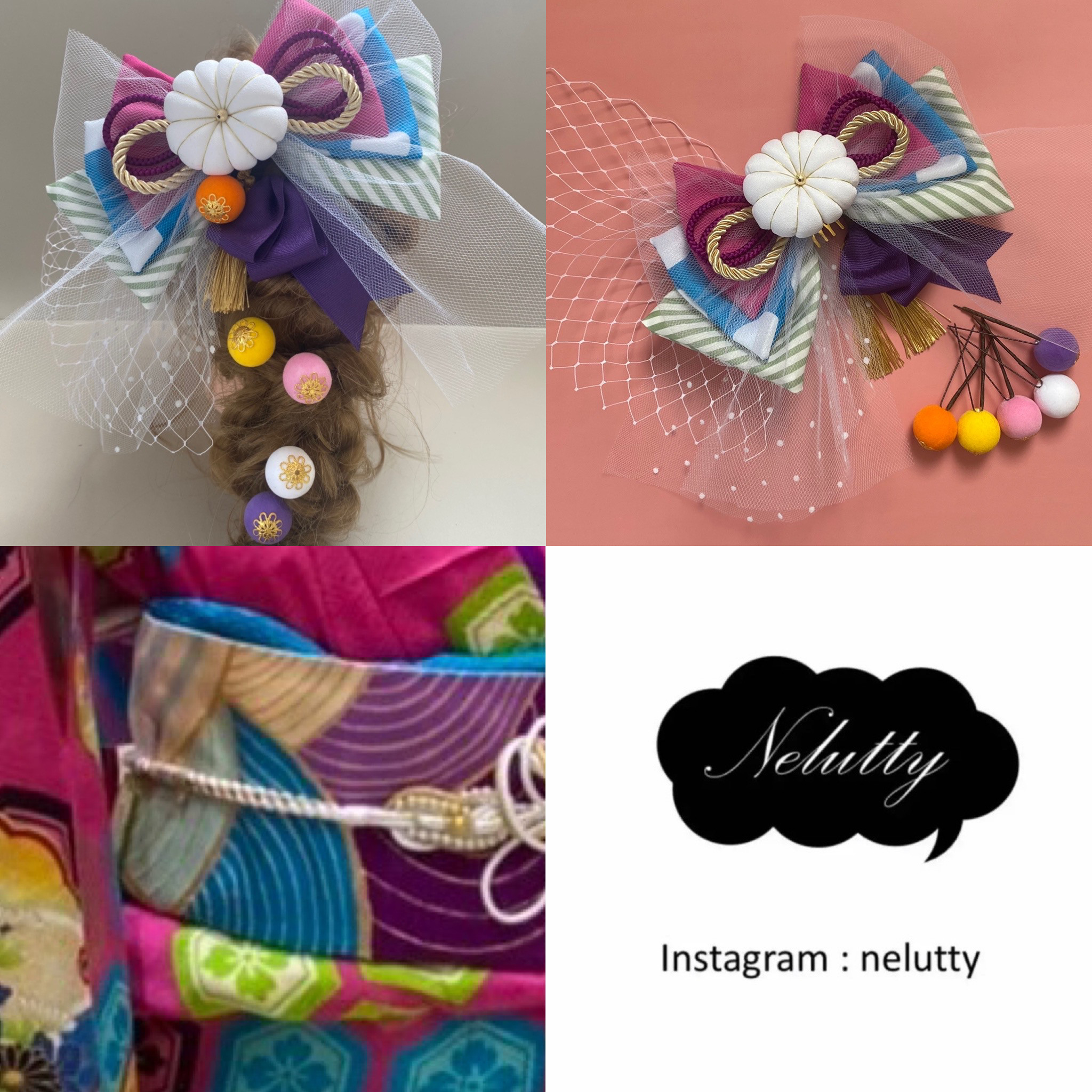 髪飾り　リボン　花　A　２　鞠 7,588円