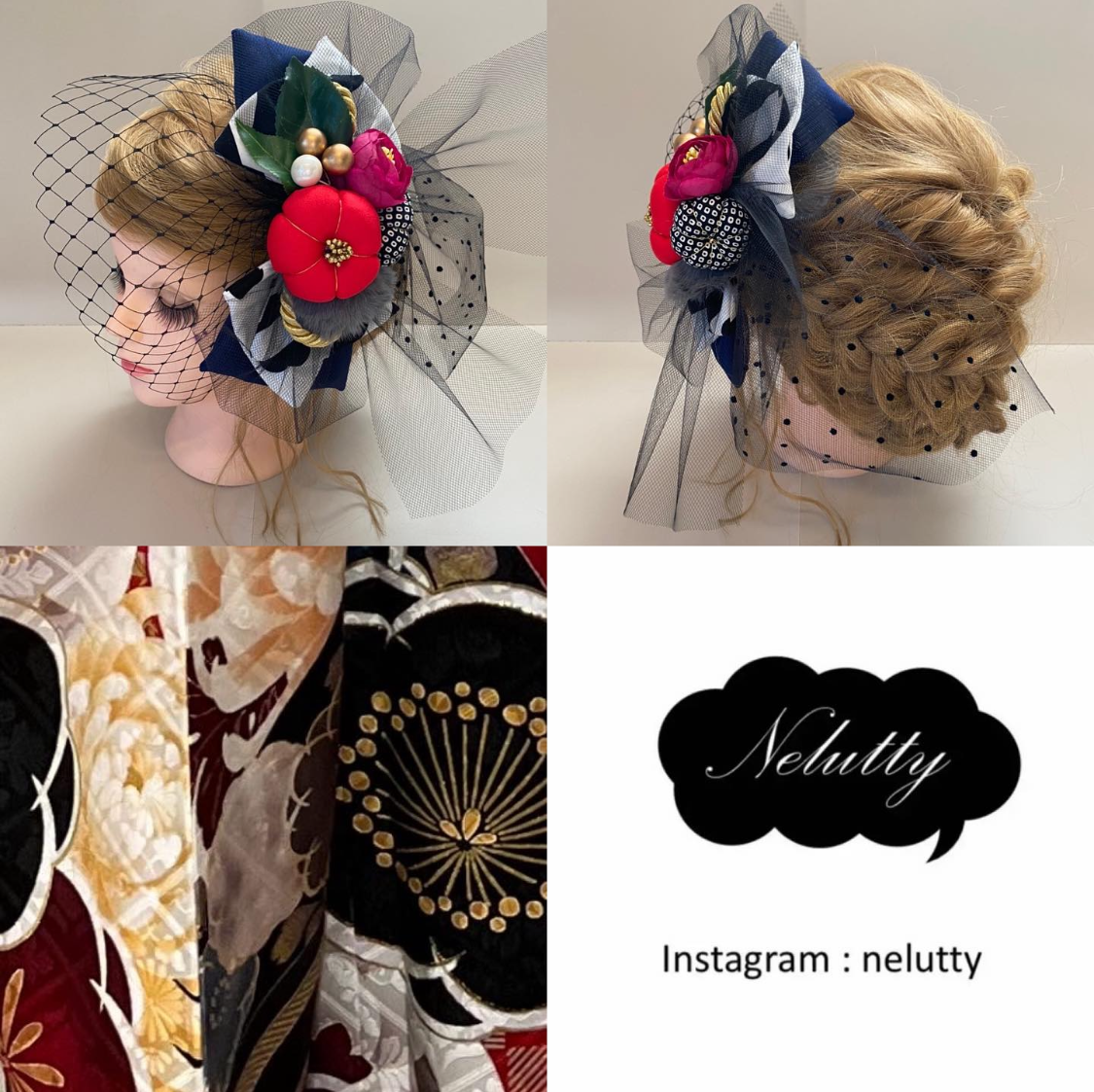 髪飾り　リボン　花　C　１